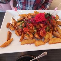 Wedges mit "Chicken" at Manuto Café in Tuttlingen