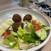 Falafel potato salad  at Bojtorina Vegan Kitchen in Sopron