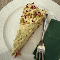 Pistachio raspberry cake   at Bojtorina Vegan Kitchen in Sopron