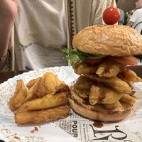 Mushroom burger and chips  #Veganuary at Heaven Burger in Chiang Rai