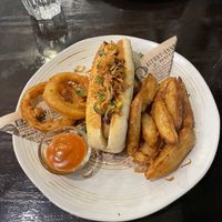Veggie hotdog and vegan tacos  at Heaven Burger in Chiang Rai