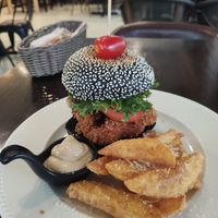 Fried tofu burger at Heaven Burger in Chiang Rai