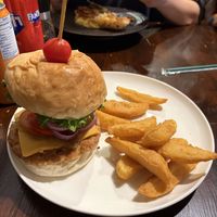 vegan meat and fries   at Heaven Burger in Chiang Rai