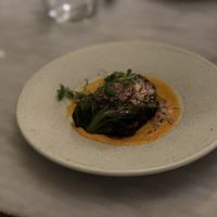 Grilled squash.  Hispi.  Muhammara  at Tendril in London