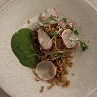 roasted squash with potato crumb  at Tendril in London