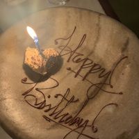 Tiramisu birthday plate   at Tendril in London