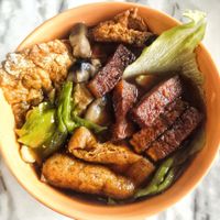 Bak kut teh kuey teow with added Mock meat, Friday special, not bad worth trying at Bishan Vegetarian 碧山素食 in Central Singapore