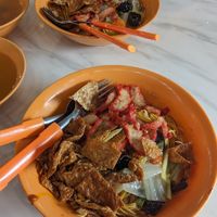 The noodles were over cooked and sticky. at Bishan Vegetarian 碧山素食 in Central Singapore