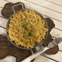 Delicious vegan mac and cheese  at Wat Bong in Siem Reap