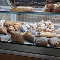 Three different vegan croissants. Regular, chocolate, and jam.  at Viola Bakery in Siracusa