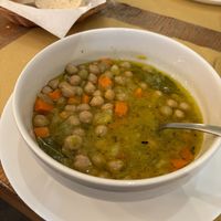 Tasty chickpea soup   at Viola Bakery in Siracusa