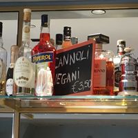 Sign for vegan Cannoli  at Bar Mazzini in Catania