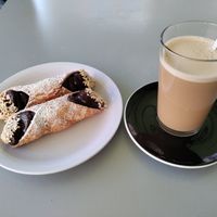 Vegan cannoli and overpriced coffee at Bar Mazzini in Catania