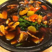 Spinach with Mushroom at Zi Zai Vegetarian 自在齋 - Yishun in North Singapore