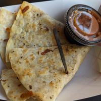 Quesadilla and salsa at Beer Tree Brew in Port Crane