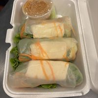 Vegan Fresh Rolls. Needed to be wrapped tighter and the sauce was too thin but the flavors were spot on!  at Racha Thai Cuisine in Chesapeake