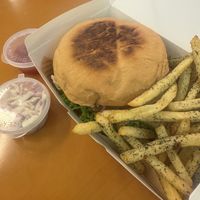 Vegan chicken burger with fries and a small salad   at Sala - Avenue K in Kuala Lumpur