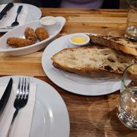 Potato croquettes and ciabatta at Lilla in Portland