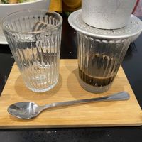 Viet coffee with condensed coconut milk, serve over ice 🥹  at Viet Family - The Vegan House in Vancouver