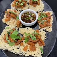 Caramelised crackers appetizer. Sauce is amazing!  at Viet Family - The Vegan House in Vancouver