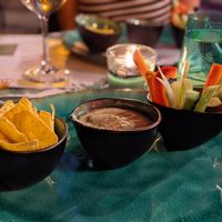 Eggplant cream with tortilla chips and vegetables at Yes It Is Vegan II - Liszt Ferenc Tér in Budapest