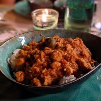 Not chicken paprikash at Yes It Is Vegan II - Liszt Ferenc Tér in Budapest