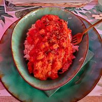 Chicken paprikash, very yummy at Yes It Is Vegan II - Liszt Ferenc Tér in Budapest