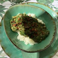 Spinach and mushroom ragout   at Yes It Is Vegan II - Liszt Ferenc Tér in Budapest