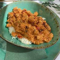 Like “Hungarian paprika chicken"- kind of goulash   at Yes It Is Vegan II - Liszt Ferenc Tér in Budapest