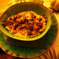 Mushroom with almost chicken from pea protein at Yes It Is Vegan II - Liszt Ferenc Tér in Budapest