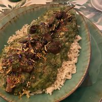 Creamy spinach and mushroom, with rice   at Yes It Is Vegan II - Liszt Ferenc Tér in Budapest