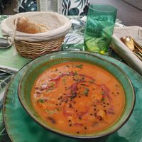 Small portion beans goulash soup at Yes It Is Vegan II - Liszt Ferenc Tér in Budapest