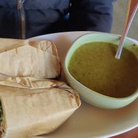 Mushroom shawarma and soup at Savor in San Francisco