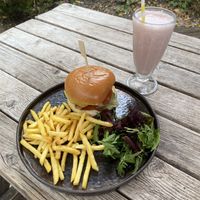 Moving Mountains Burger, Chips & Vegan ice cream shake 🤤   at The Dabbling Duck in Guildford