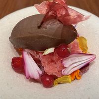 Chocolate and sorbet   at Encanto in Lisbon