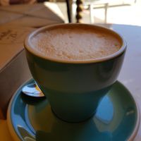 Caramel oat milk latte at Cake Stories - Hoults Yard in Newcastle Upon Tyne