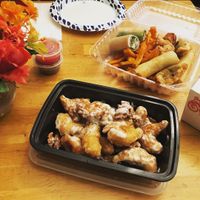 Tempura with walnuts and appetizer selection (careful, it’s a huge portion)   at Sipz Fusion Cafe - North Park in San Diego