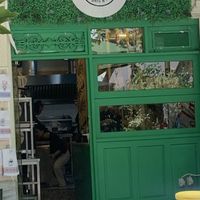 Outside of the cafe  at Athens Vegan Burgers in Athens