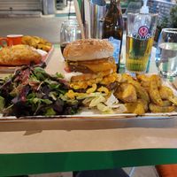 Mac & Cheese Burger Meal at Athens Vegan Burgers in Athens