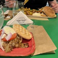 Gyros and microbiotic burger   at Athens Vegan Burgers in Athens