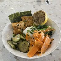 Vegan Korean Fried Chicken Bowl (swap chicken for tofu and remove mayo)  at The Daily Grind in Gaborone