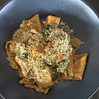 Maltagliati with tomato pesto, rapini, and walnut miso at Folke in Vancouver