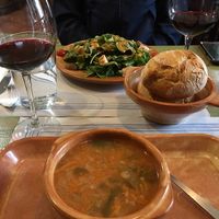 minestrone and spinach salad at Twist Cafe and Vegetal in Gijon