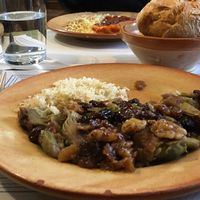 Artichokes with walnuts and raisins served with rice at Twist Cafe and Vegetal in Gijon