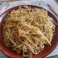 Pasta con verduras y coco. De menú del día. at Twist Cafe and Vegetal in Gijon