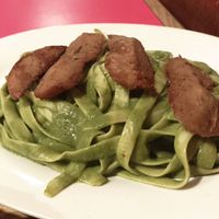 Fettuccine al pesto con filete at Loving Hut Lince in Lima