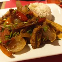 Lomo saltado at Loving Hut Lince in Lima