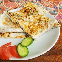 Gozleme spinach, onions and potatos at Cafe Şafak in Nevsehir