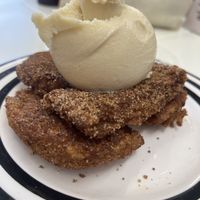 Dessert, like a churro with vainilla soy ice cream. Delicious!!! #Veganuary at Tacongo in Tijuana