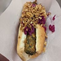 Veggie dog, $1.15 at IKEA Restaurant in Brooklyn
